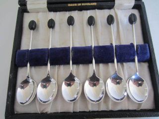 Cased Silver Plated Bean Top Spoons. . . photo