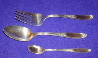 Silver Plated Flatware Ambassador Pattern 1919 Serving Spoon Meat Fork Pap Spoon photo