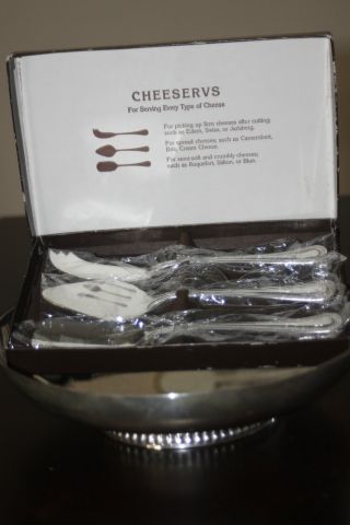 Godinger Japan Cheese Server Set And Reed & Barton Silverplated Bowl photo