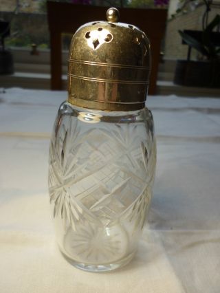 Cut Glass Sugar Sifter With Epns Metal Top photo