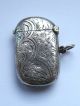 Antique - Victorian - Solid Silver Engraved Fob Vesta Case - B ' Ham - Circa 1901 Cigarette & Vesta Cases photo 1