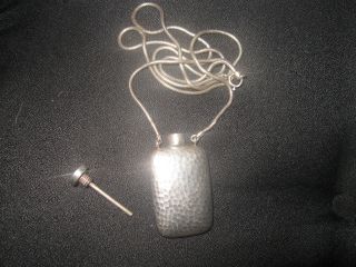 Vintage Antique Sterling Silver Perfume Flask Necklace photo