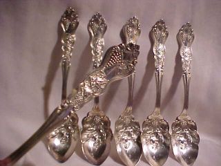 12 Moeselle Fruit Spoons Silverplate Grapes photo