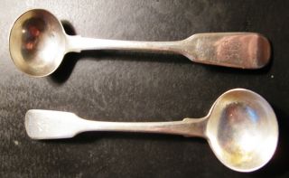 Richard Poulden Rare Pair Georgian Sterling Mustard Spoons 1821 photo