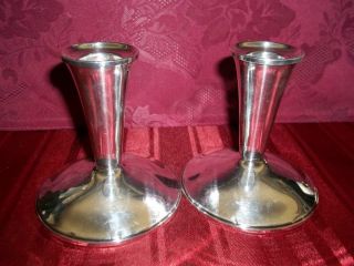 Sterling Silver Candlesticks Pair,  Alvin S268,  Wgtd.  458 Grams.  3+3/4 Tall By 3+1/2 photo