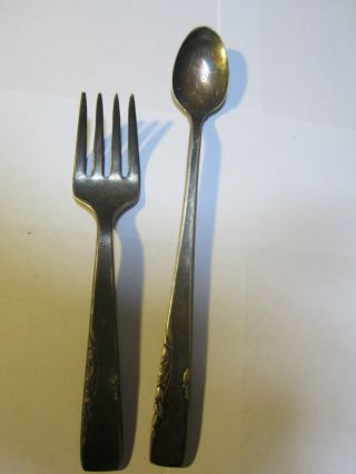 Vintage Toddler / Baby Spoon And Fork 1881 Rogers Oneida Ltd photo