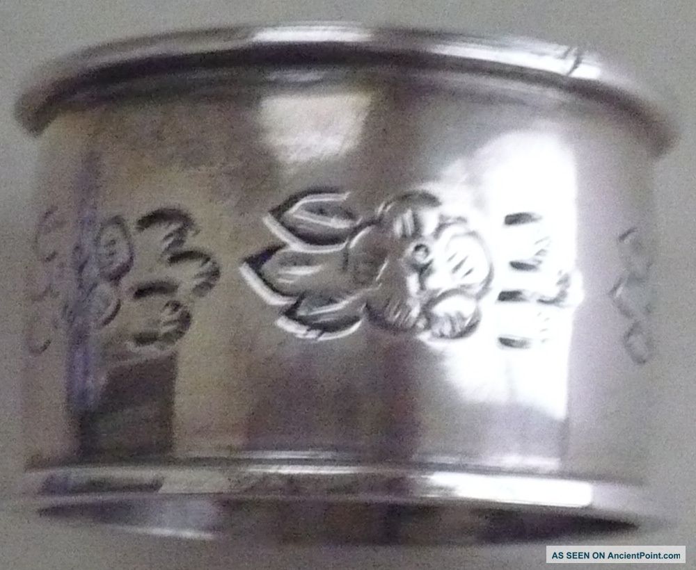 Reduced Old Round Sterling Silver Napkin Ring Sanborns Mexico Floral 36gr 1.  3oz Mexico photo