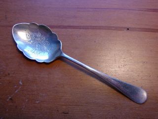 Heavy Antique Solid Silver Jam Spoon Server Sheffield 1910 photo