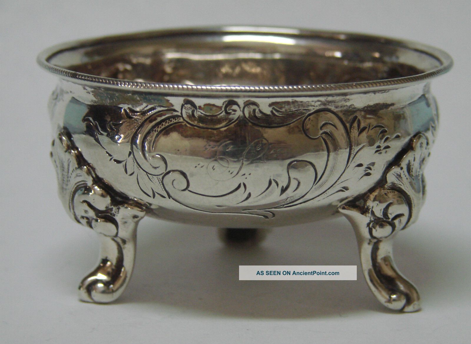 Very Rare American Coin Silver Repousse Open Salt Cellar Dish 1817 - 1853 J.  I.  Cox Coin Silver (.900) photo