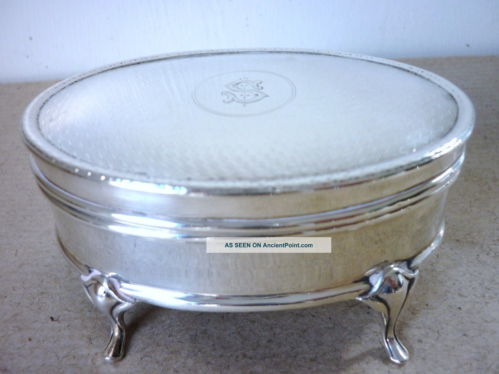 Antique Silver Oval Jewellery/ Trinket Box Chester 1910 Boxes photo