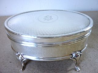 Antique Silver Oval Jewellery/ Trinket Box Chester 1910 photo