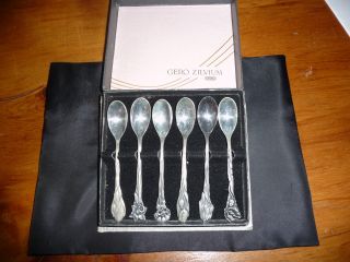 Gero Zilvium Vintage Dutch Silver Spoon Set Of 6 Flowers Shapes In Box photo