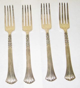 `4` Oneida Rogers Silverplate Dinner Forks - Floral Queen Pattern photo