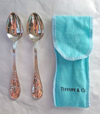 2 Tiffany & Co Audubon Demitasse Espresso Coffee Spoon Mint Japanese No Monogram photo