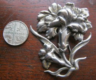 Large Carnation Silver Flower Brooch photo