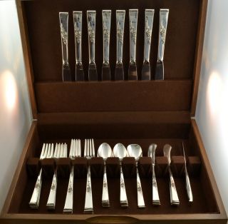 Reed & Barton Classic Rose Sterling Silver Flatware - 42 Pc In Wooden Chest photo