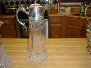 Antique Crystalglass And Pitcher Silverplate Claret Jug photo