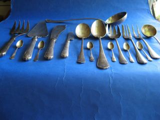 Christofle Antiques Silverplate Serving Set 19 Ct Plus 6 Small Spoons Sign Marks photo
