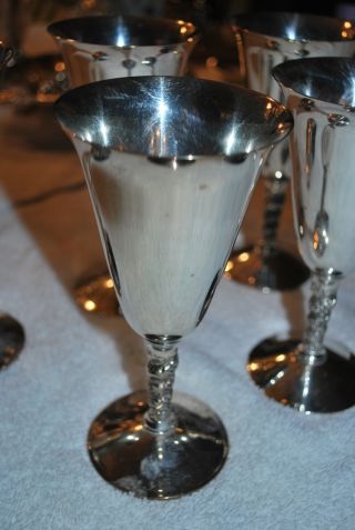 6 Silver Plated Wine Goblets - By Valero,  Made In Spain photo