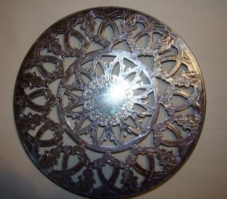 Antique Sterling Over Glass Trivet Condition photo