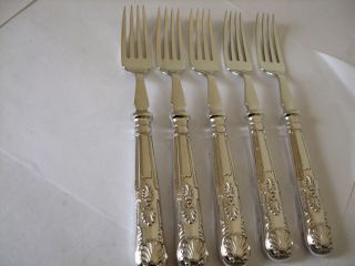 Vintage Silver Plate 5 Forks Kings Pattern Made By Mappin And Webb photo