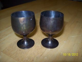 Vintage,  Antique,  Two,  Miniature,  Silver Plated,  Goblets,  Made In India photo