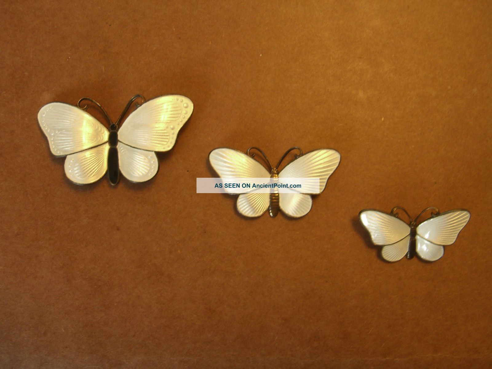 Vintage Norwegian Sterling,  Enamel Set Of 3 Butterfly Pins Scandinavia photo