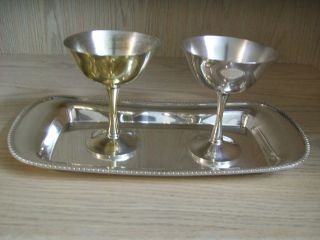 Silver Plate Tray Poole Silver Co Goblets Qty 2 Jolen Silver Plate Co photo