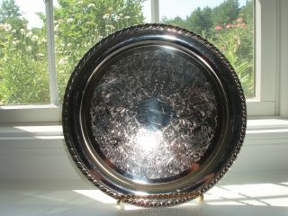 Silver Plated Round Tray 12 ¼ Inches Oneida photo