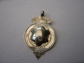 Good Vintage Sterling Silver Pocket Watch Chain Fob Medal Football 1930,  S Scouts photo