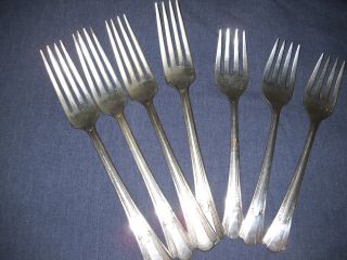 Lady Betty Silverplate Dinner Forks (4) And Salad Forks (3) Ca 1900 - 1940 photo