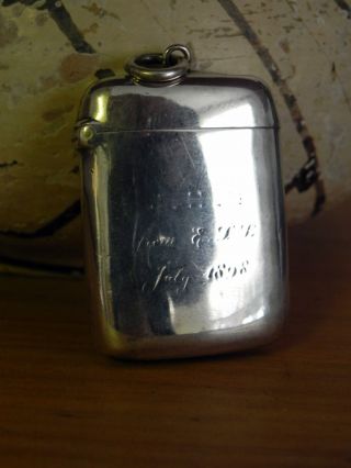 A Very Old Solid Silver Engraved Vesta Case - Birmingham - C.  1897 - George Unite photo