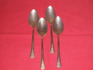 Set Of Silverplate Holmes & Edwards Inlaid Silver Teaspoons Spring Garden photo