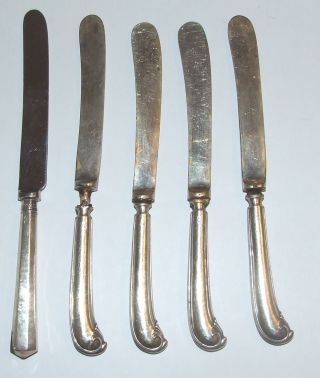 Antique Collection Of Solid Silver Handled Butter Knives Scrap Silver Sheffield photo