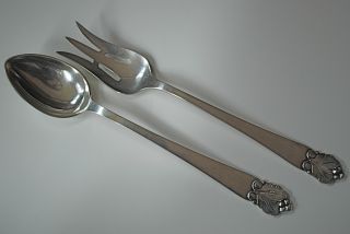Hand Wrought Sterling Silver Arts & Crafts Salad Set - Probably Kalo (over 220g) photo