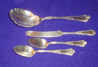 4 Silver Plated Pieces Flatware Lotus Pattern By Rogers 1895 photo