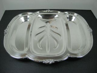Community Melon Sheffield Design Silverplated Footed Meat Tray W/vegetable Side photo