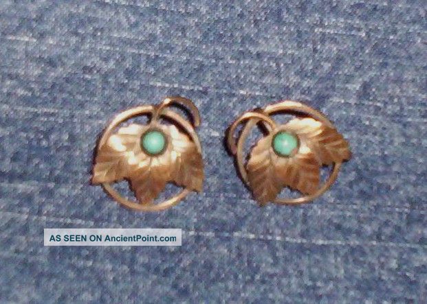 Vintage Pair Of Sterling Silver & Turquoise Earrings Other photo