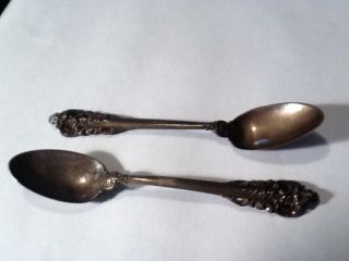 Vintage Wallace Pair Of Sterling Silver Floral/pierced Pattern Teaspoons photo