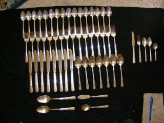 Holmes & Edwards Youth Inlaid Silver Plate Flatware Set W/chest 52 Pieces photo