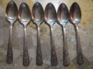 6 Lido Silverplate Teaspoons Spoons Oneida Wm A.  Rogers Sectional 1938 photo