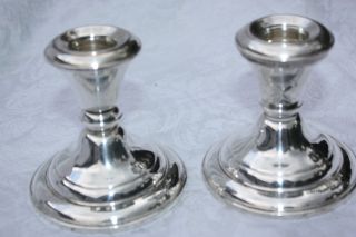 Pair Of Frank M.  Whiting & Co.  Sterling Silver Candlesticks 3 Inch Tall Weighted photo