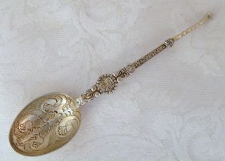 Antique Sterling Silver Spoon Birmingham 1901 M.  Bros Ornate 3 3/4 
