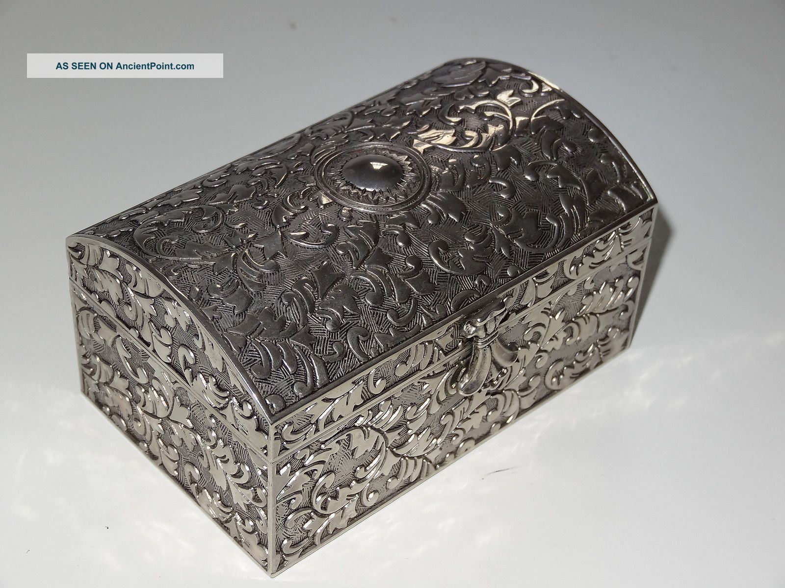 Good Vintage Silver Plated Ornate Floral Jewellery Box Other photo