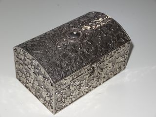 Good Vintage Silver Plated Ornate Floral Jewellery Box photo