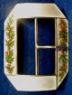 Edwardian 1911 Silver Gilt Guilloche Enamel Buckle Holly Green Red & White Boxed Buckles photo 1