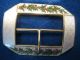 Edwardian 1911 Silver Gilt Guilloche Enamel Buckle Holly Green Red & White Boxed Buckles photo 7