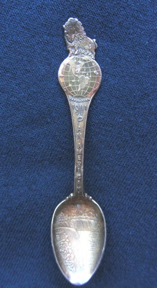 Vintage 1890 Silver Pan American Exposition Souvenir Spoon photo