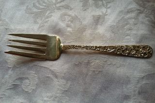 S.  Kirk & Son Repousse Sterling Large Meat Fork Server - 8.  5 