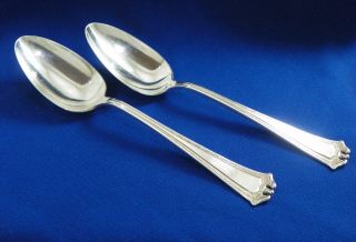 Antique 1847 Rogers Bros 2 Silver Plate Flatwarecontinental Serving Spoons 1914 photo